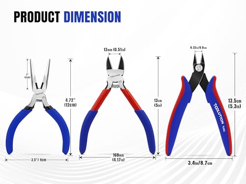 Pliers Set, Wire Cutters, Flush Cutters, Needle Nose Pliers 3 Pcs
