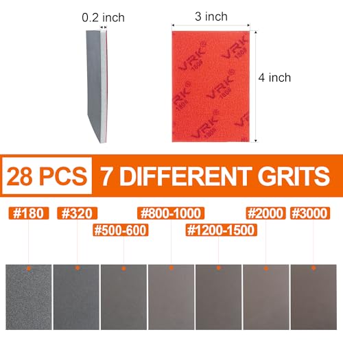28 Pcs 180-3000 Grit Sanding Sponge Soft Foam Hand Sanding Blocks - style: Mix Grit 28PCS