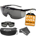HTS HUNTERSKY ANSI Z87.1+ Anti Fog Fit Over Eyeglasses Safety Glasses Up to 1.88 inch 99.9% UV Protection OTG Lab Goggles - color: 3906s Black-gray / Gray Lens - W/ Case