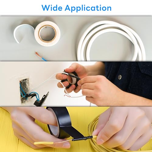 6 Rolls White Electrical Tape 19mm x 18m Strong Adhesive PVC Insulation Tape for Insulating Repairing and Protecting Electrical Wires - color: six whie