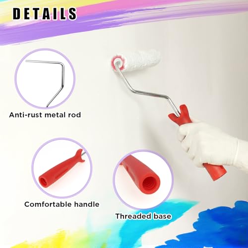 4 Inch Mohair Paint Roller Covers, 16Pcs Paint Roller Covers with Frame Kit