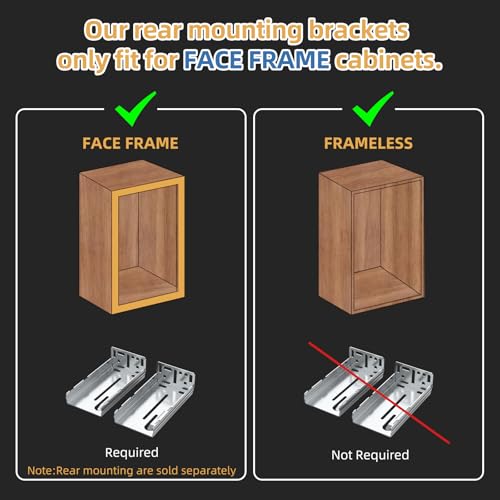 Furniware 5 Pairs Rear Mounting Bracket for 45mm Width Ball Bearing Glides