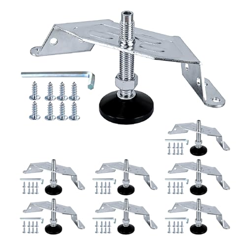 POWERTEC Corner Leveling Feet 8PK, Heavy Duty Adjustable Corner Bracket Levelers with Nylon Foot for Cabinets, Vanities, Furniture & Shelves (71157-P2) - size: Set of 8, style: Corner leveling feet