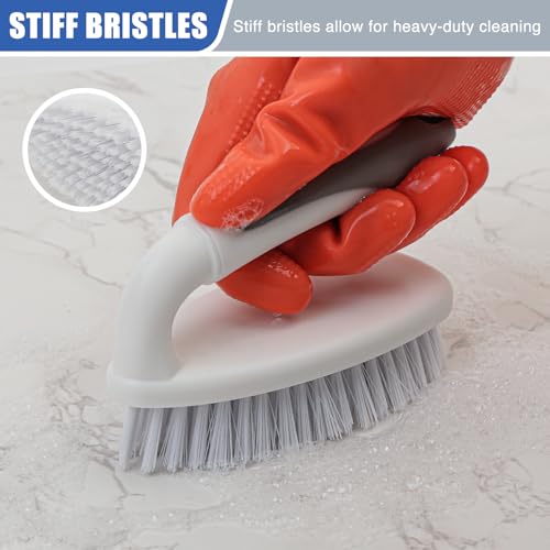Heavy Duty Scrub Brush with Stiff Bristles 2 Pack Gray - color: Gray