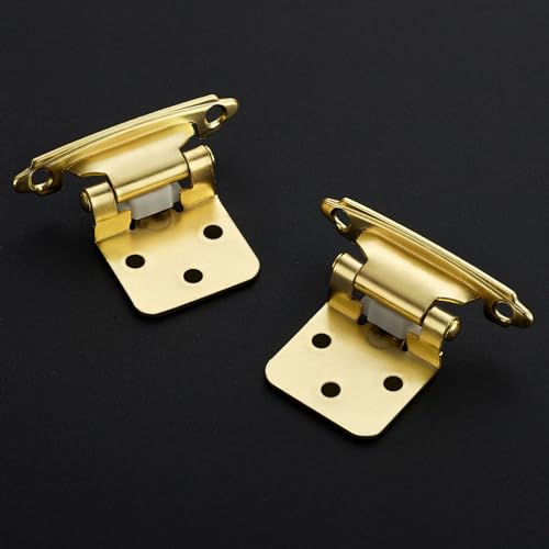 4 Pack 2 Pair Gold Cabinet Hinges, 1/2" Overlay Semi-Concealed Hinges - color: Gold, size: 1/2" Overlay