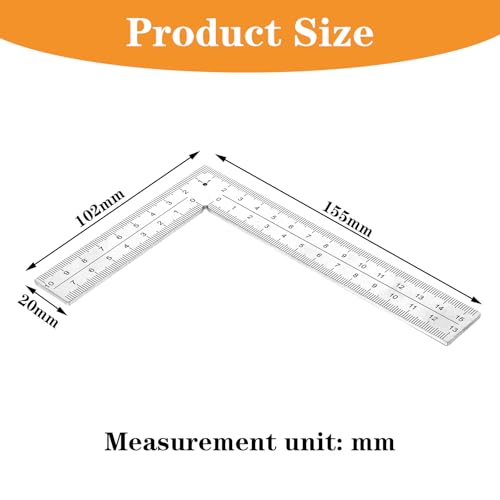 L Shaped Ruler, 4 Inch by 6 Inch Framing Square Stainless Steel Carpenter Square Sliver Metal Square Right Angle Ruler Square Framing Measuring Tool for Engineer Carpenter