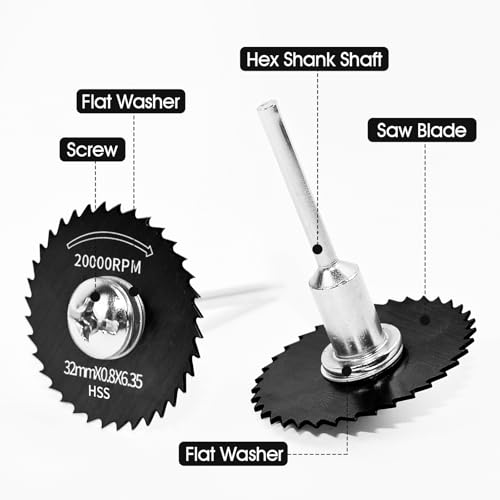 9pcs Drill Cutting Wheel and Saw Bit Set | 1/4 Inch Hex Shank Rotary Tool Attachment for Metal, Wood, Plastic（black） - color: Black