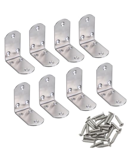 4 Pack Flat Mending Plate for Wood, Stainless Steel Straight Brackets Flat Repair Fixing Wood Brace Joining Plates Connector with Fixing Screws (8, L-Shaped Bracket 1.5*2.55*2.55in) - size: L-Shaped Bracket 1.5*2.55*2.55 in
