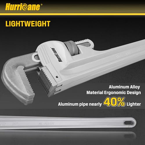 HURRICANE Aluminum Pipe Wrench, 36 Inch, Heavy Duty Adjustable Plumbing Tool, Steel Jaws, Lightweight Construction, 2-4.5 Inch Grip Range - size: 36 Inch