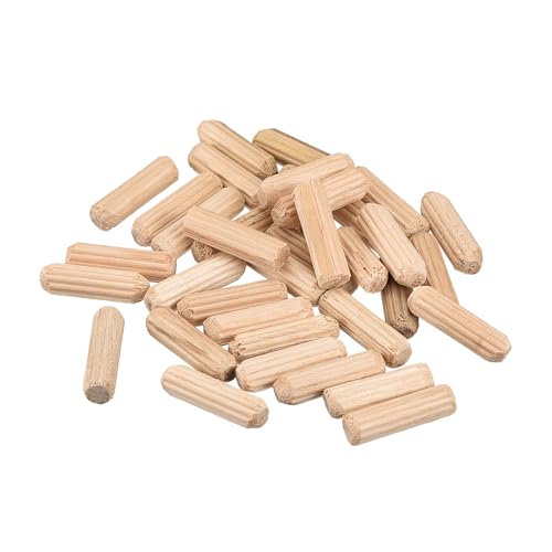 uxcell Wooden Dowel Pins 36pcs 6x20mm(1/4" x3/4") Fluted Beveled Ends Wood Dowel Pegs Kiln Dried Hardwood for Woodworking Furniture Shelf - size: 6x20mm