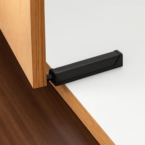 Black Push-to-Open Style Touch Latch — Screw-Mount for Self-Closing Hinges, Cabinet Doors, Soft Close Magnetic Latches, On Cabinets Hardware (Replace for Blum Tip Systems)
