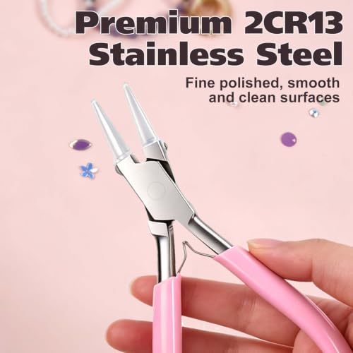Round Nose Nylon Jaw Pliers for Jewelry Making, Mini Tapered Protective Soft Jaws, Includes Replacement Tips, Round Needle Nose Pliers for Beading, Looping, Shaping Wire, and DIY Crafts - style: Round Nose Nylon Jaws Pliers