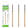 1/4 x 8 Inch Extra Long Drill Bits (3 Pack), Aircraft Drill Bit Black and Gold M2 HSS for Wood, Plastic, Thin Metal Sheet - size: 1/4 in
