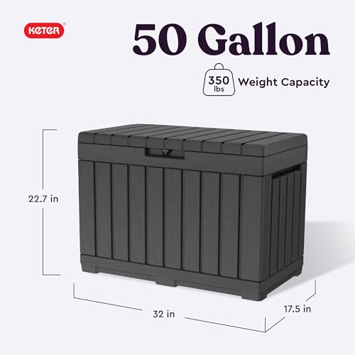 Keter Kentwood 50 Gal Outdoor Storage Box and Patio Side Table - color: Dark Grey