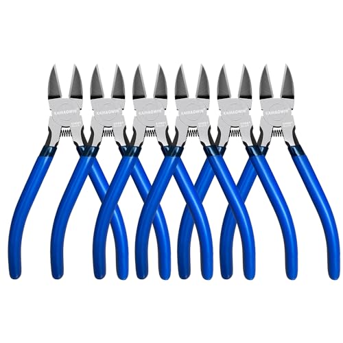 Wire Cutters 6 Pack, KAIHAOWIN 6 inch Dikes Small Wire Cutters Flush Cutters Wire Snips Clippers Diagonal Cutters Side Cutters Cutting Pliers for Crafting - size: 6 inch