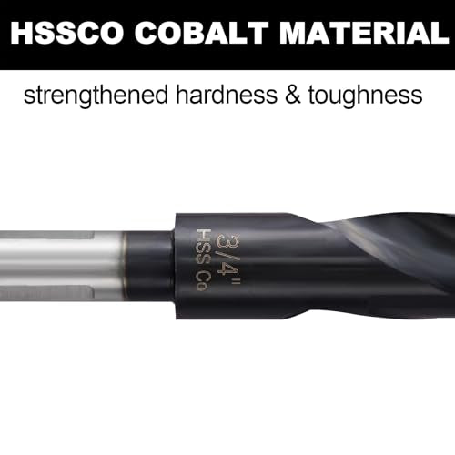 3/4 Cobalt Drill Bit for Metal and Hardened Steel, 1/2 Inch Reduced Shank M35 HSS Twist Heavy Duty Drill Bits, with Index Storage Case - size: 3/4 in