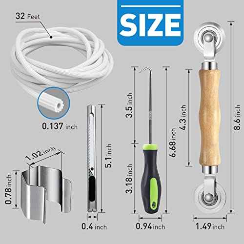 Window Screen Repair Kit, 5 in 1 Screen Roller Tool for Windows or Doors - size: 5 in1 Screen Repair Kit(White Spline)
