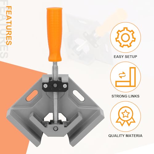 4 PCS Corner Clamps for Woodworking, Premium 90 Degree Right Angle Clamps, Adjustable Swing Jaw Aluminum Frame Clamps for Precise and Easy Fixing - size: 4 PCS Clamping Range 2 Inch