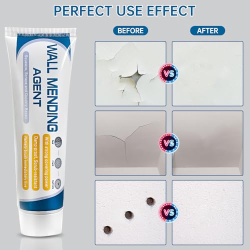 2 Pack Drywall Repair Kit, White Wall Mending Agent for Nail Holes, 100gx2