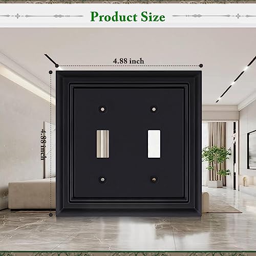 Matte Black Decorative Outlet Covers Wall Plates, Bamboo Fiber Light Switch Covers, Natural Material Electric Receptacle Switch Plate Outlet Cover of various styles (2 Gang Toggle 2 Pack) - size: 2 Gang Toggle 2 Pack
