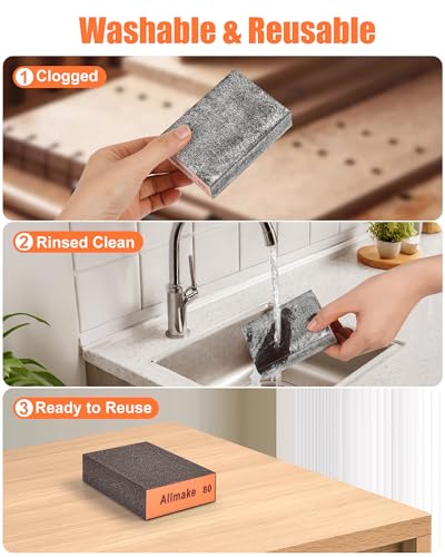 10 Pack Sanding Sponge, Washable and Reusable Sanding Block, Wet or Dry Use
