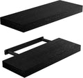 Amada 15 Inch Floating Shelves with Invisible Brackets, Set of 2, Black | Wall Shelves with Hidden Bracket, Solid MDF Wood, 22 lbs Max Load per Shelf, Easy to Assemble, Multi-Wall Compatible - color: Black, size: 15 inches