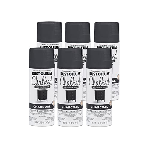 Rust-Oleum Chalked All-in-One Ultra Matte Charcoal Spray Paint - color: Charcoal, size: 12 Ounce (Pack of 6)