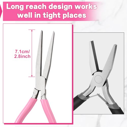 7.5" Long Flat Nose Pliers Serrated Jaw Extra Long Nose Plier Duckbill Pliers Jewelry Making Supplies for Jewelry Making, Fishing, Wire Wrapping, Flat Plier for Hard to Reach Narrow Spaces - style: 7.5" Flat Nose Plier Serrated Jaw