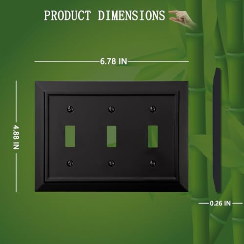 Classic Architecture Wall Plates,Light Switch covers, Electrical Outlet Covers, Duplex receptacle wall plates,Mid Size Bamboo Fiber Material Switch plates Matte Black (3 Gang Toggle 1PK) - style: 3 Gang Toggle 1PK