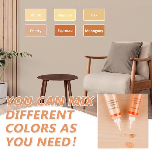 Wood Furniture Repair Kit, 6 Colors Wood Touch up Fillers Hardwood Laminate Vinyl Floor Repair Kit with Wood Putty, Wood Polish Wax for Hole, Scratch, Crack, Stain (Peach Wood 16Pcs) - color: Peach Wood 15 Pcs