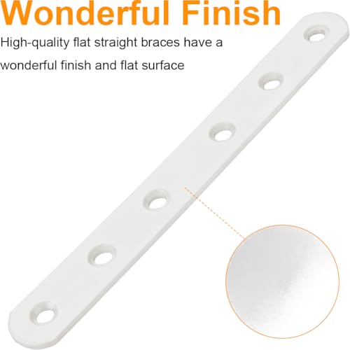 10 Pack White Straight Brackets, 6 Inch Flat Brace Mending Plates - size: 10 Pcs/ 6” x 0.8”