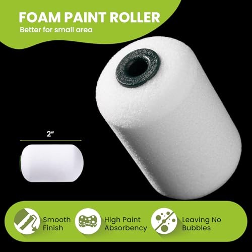 Foam Paint Roller Kit, 10 Pack, 2 Inch Mini Paint Roller Set