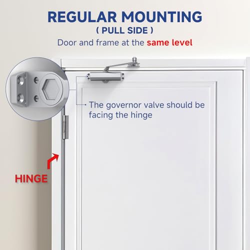 Commercial Grade Hydraulic Door Closer Large Size, Heavy Duty No Slam with Hold Open, Silver - size: Large, style: Silver