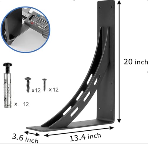 20 inch Heavy Duty Shelf Brackets , Max Load 1100 Lbs ,Premium Alloy Metal Mantel Brackets (Set of 2) Fireplace Mantel Brackets - Countertop Support Brackets (20 x 13.5 inch - size: 20 inch x 13.5 inch