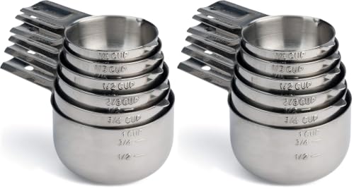 Hudson Essentials Stainless Steel Measuring Cups Set (6 Piece Set) (Pack of 2) - size: 6 Piece Set (Pack of 2)