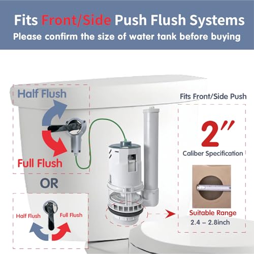 Toilet Tank Replacement Kit for Lever-Handle Toilets - Includes Water-Saving 2-Inch Dual Flush Valve Replacement with Integrated Handle & Adjustable Fill Valve