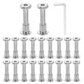 HARFINGTON 20 Set M6x30mm Hex Drive Socket Cap Bolt and M6x10mm Nuts with M4 Hex Wrench, Furniture Connector Bolts and Screws for Furniture Countersunk Belt, Silver - size: M6x30mm, M6x10mm
