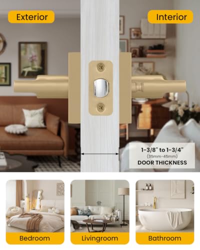 Goldenwarm Champagne Bronze Door Handles Interior Privacy, Vintage 6 Pack - color: Champagne Bronze