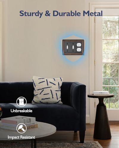 Switch Plates Outlet Covers, 1-Pack Metal Wall Plate, Aged Bronze - color: Aged Bronze, size: 2 Toggle/1 Duplex 1PK