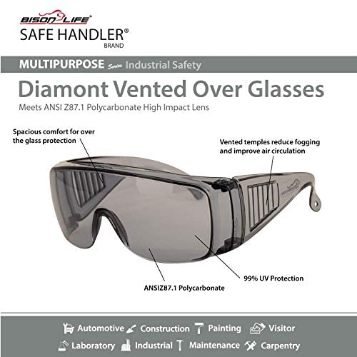 SAFE HANDLER Diamont Vented Over Glasses Safety Glasses - color: Gray