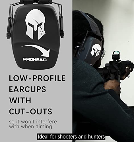 PROHEAR 016 NRR 26dB Shooting Ear Protection, Slim Passive Earmuffs - color: Black S