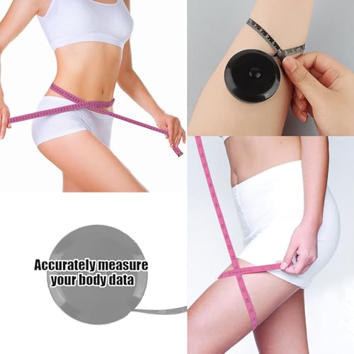 2 Pack Soft Tape Measure Retractable Measuring for Body Fabric Sewing Tailor Cloth Knitting Craft Weight Loss Measurements 60-Inch Soft Pink & Retractable Black Dual Sided Tape Measure Body Measuring