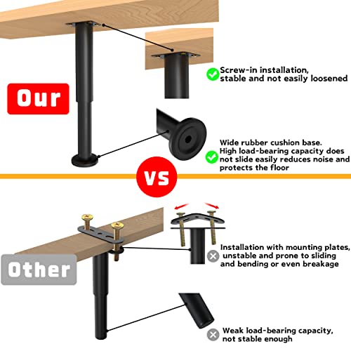 Wlrrcwdttc 4 Pcs Adjustable Height Bed Support Legs for Bed Frame/Bed Center Slat, Metal Adjustable Furniture Legs 10-17 inch for Bed/Sofa/Cabinet/Couch/Dresser/Table,Heavy Duty Bed Replacement Legs - size: 10-17 inch (4pcs)