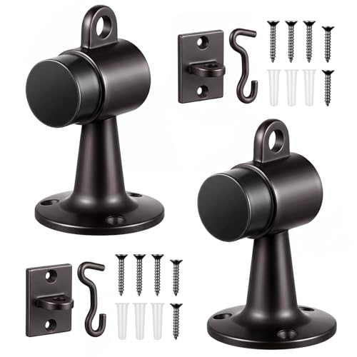 Yaocom 2 Pack Heavy Duty Floor Mounted Door Stop 3.5 Inch Aluminum Commercial Grade Door Stopper with Rubber Bumper & Stainless Steel Screws (Oil Rubbed Bronze) - color: Oil Rubbed Bronze