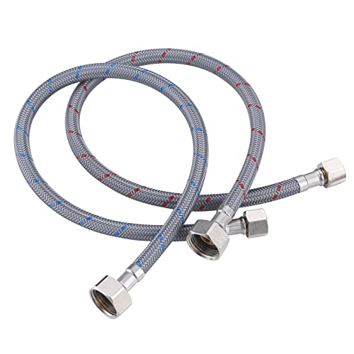 ARCORA 16” Length Faucet Hose Connects Bathroom Sink to Water Supply Braided Nylon Supply Line with 3/8" Female Compression x 1/2" Female Compression 2Pcs (1 Pair) - size: 16 Inch
