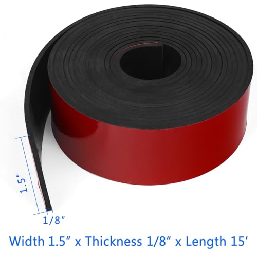WochiTV Adhesive Rubber Strips, 1.5" Wide x 1/8" Thick x 180" Long Self Stick Black Neoprene Rubber Rolls Perfect for DIY Insulation Cushion Gasket, Sealing, Liner, Weather Striping - size: 1.5" W X 180" L, style: 1/8" Thick Adhesive