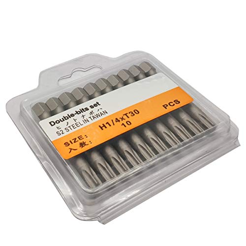 10PCS 2"/50mm T25 Torx Head Screwdriver Bit Set, 1/4 Inch Hex Shank with Quick Release Slot,S2 Steel Magnetic Security Tamper Proof Star 6 Point Screw Driver Kit Tools - color: 50mm/2inch, size: T25