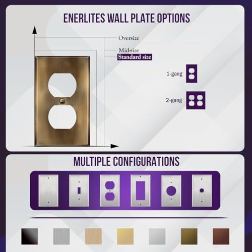 ENERLITES Duplex Receptacle Outlet Metal Wall Plate, 1-Gang, Antique Brass - color: Antique Brass, size: Standard Size