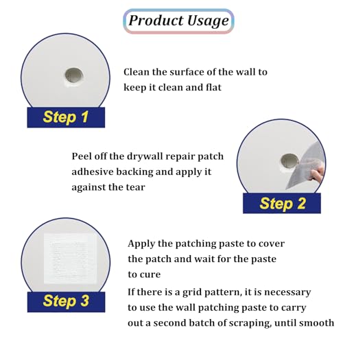 3 Pieces 7.87 Inch Wall Patch Repair, Drywall Repair Patch Self Adhesive Drywall Patch and Fiberglass Repair Kit, Heavy Duty Dry Wall Hole Repair Patch for Drywall Plasterboard (20 * 20 cm) - size: 7.87inch*3
