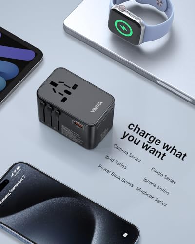 VINTAR Universal Travel Adapter 100W GaN, International Power Adapter - color: Black-100W